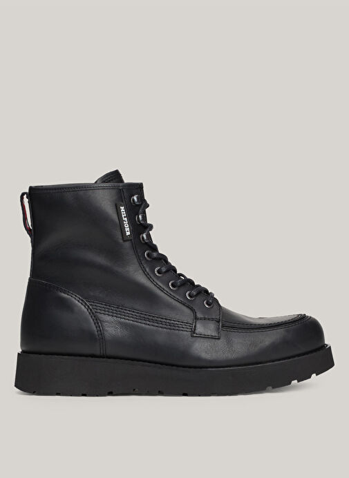 Tommy Hilfiger Siyah Erkek Deri Bot TH AMERICAN PREM CHECK LTH BOOT - Görsel 2