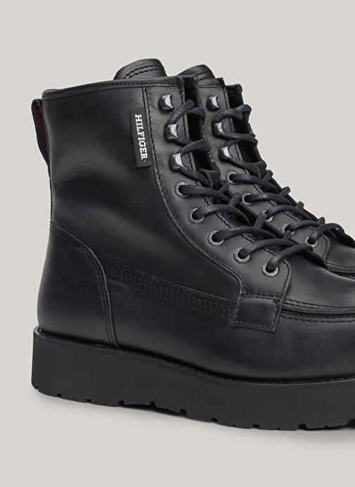 Tommy Hilfiger Siyah Erkek Deri Bot TH AMERICAN PREM CHECK LTH BOOT - Görsel 6