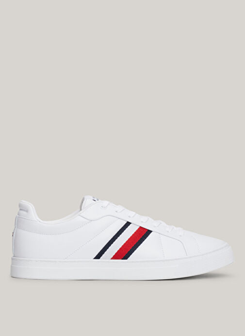 Tommy Hilfiger Beyaz Erkek Deri Sneaker ICON COURT LTH STRIPES - Görsel 2