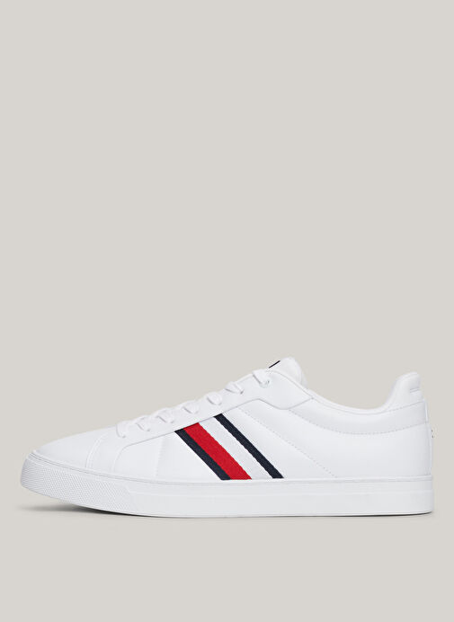 Tommy Hilfiger Beyaz Erkek Deri Sneaker ICON COURT LTH STRIPES - Görsel 5