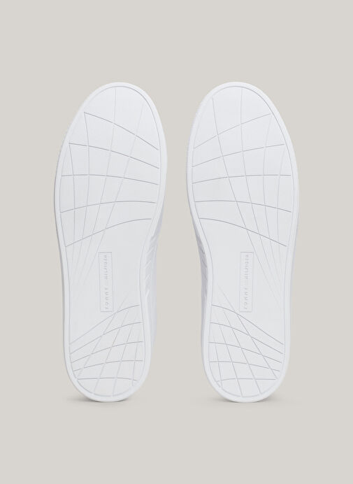 Tommy Hilfiger Beyaz Erkek Deri Sneaker ICON COURT LTH STRIPES - Görsel 9