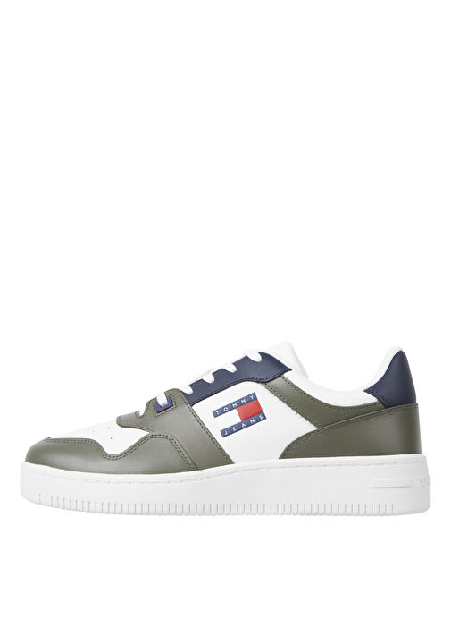 Tommy Hilfiger Beyaz-Yeşil Erkek deri Sneaker TJM RETRO BASKET ESS - Görsel 2