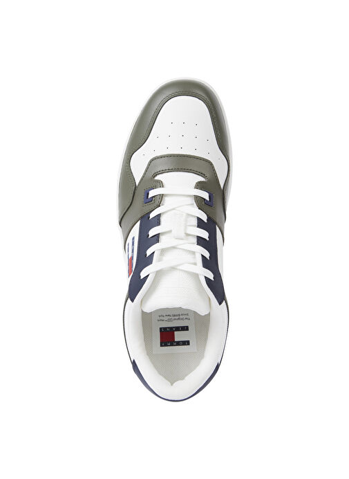 Tommy Hilfiger Beyaz-Yeşil Erkek deri Sneaker TJM RETRO BASKET ESS - Görsel 4