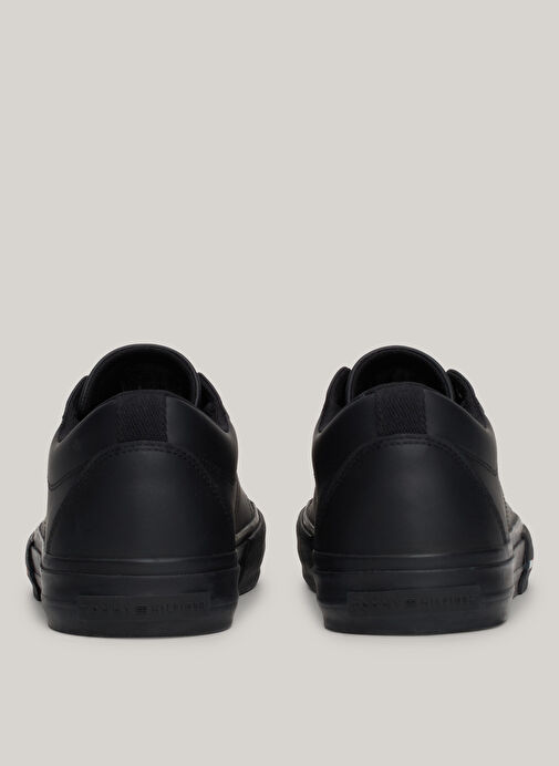 Tommy Hilfiger Siyah Erkek Deri Sneaker TH HI VULC STREET RWB LTH LOW - Görsel 8