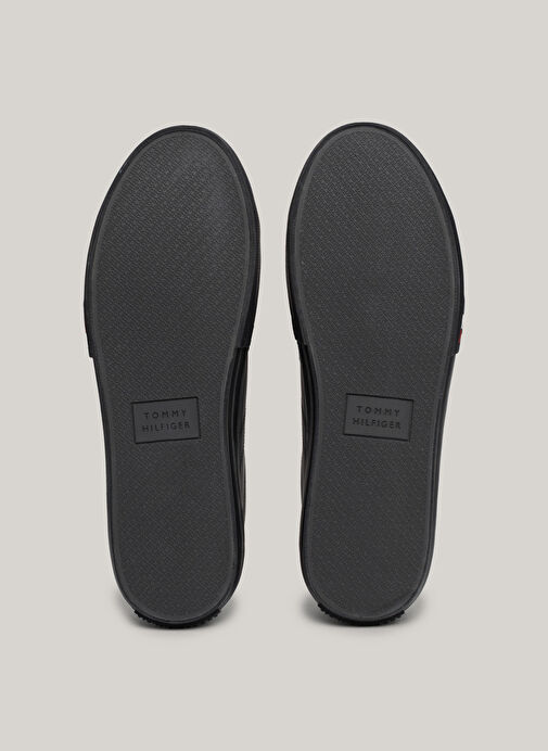 Tommy Hilfiger Siyah Erkek Deri Sneaker TH HI VULC STREET RWB LTH LOW - Görsel 9