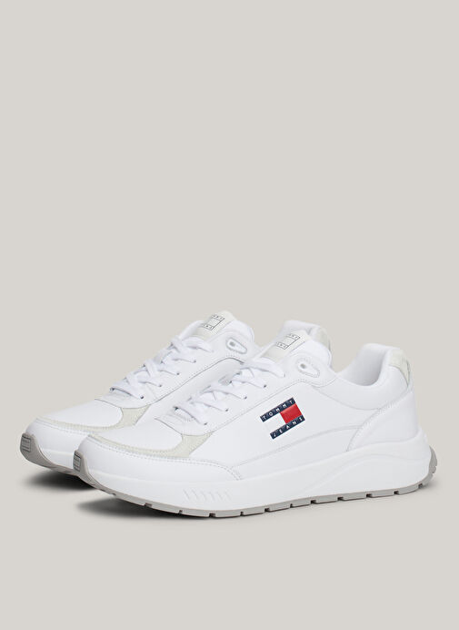 Tommy Hilfiger Beyaz Erkek Deri Sneaker TJM RUNNER FULL LEATHER ESS - Görsel 3
