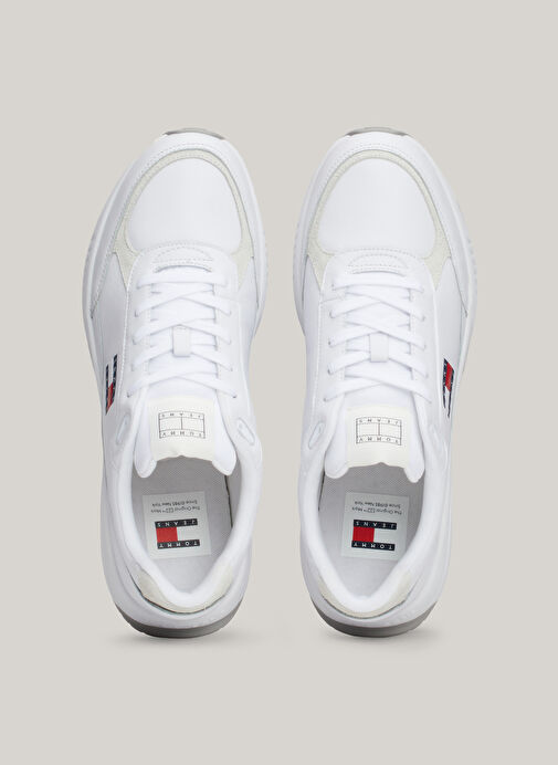 Tommy Hilfiger Beyaz Erkek Deri Sneaker TJM RUNNER FULL LEATHER ESS - Görsel 4