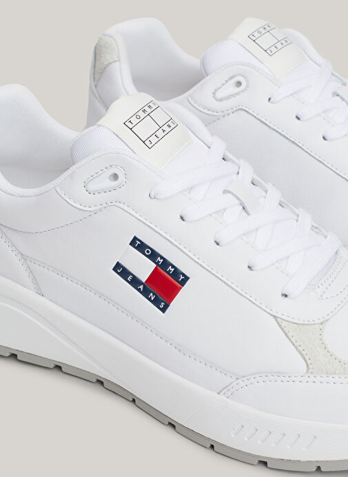 Tommy Hilfiger Beyaz Erkek Deri Sneaker TJM RUNNER FULL LEATHER ESS - Görsel 5