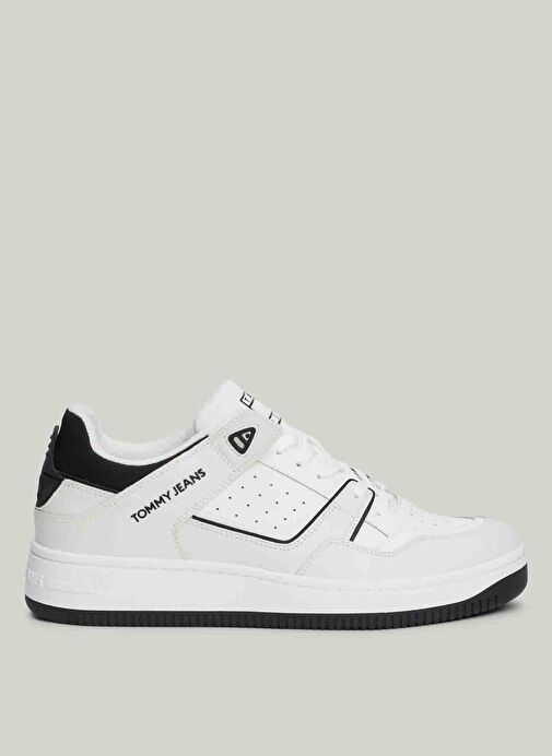 Tommy Hilfiger Beyaz-Siyah Erkek deri Sneaker TJM BASKET RETRO CUPSOLE WL - Görsel 2