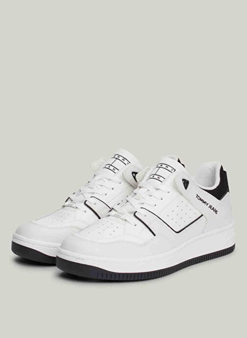 Tommy Hilfiger Beyaz-Siyah Erkek deri Sneaker TJM BASKET RETRO CUPSOLE WL - Görsel 3