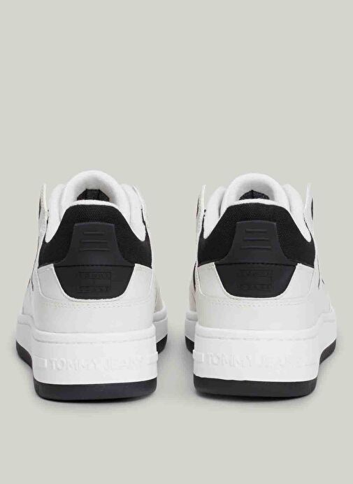 Tommy Hilfiger Beyaz-Siyah Erkek deri Sneaker TJM BASKET RETRO CUPSOLE WL - Görsel 6