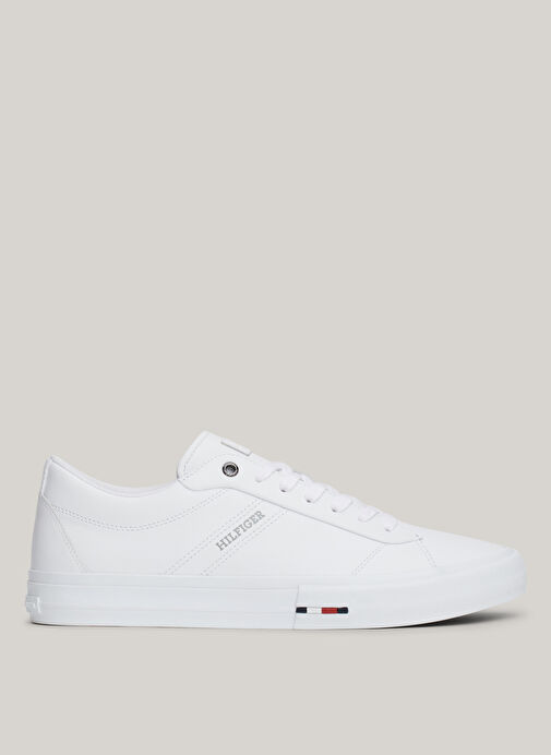 Tommy Hilfiger Beyaz Erkek Deri Sneaker TH HI VULC STREET RWB LTH LOW - Görsel 2