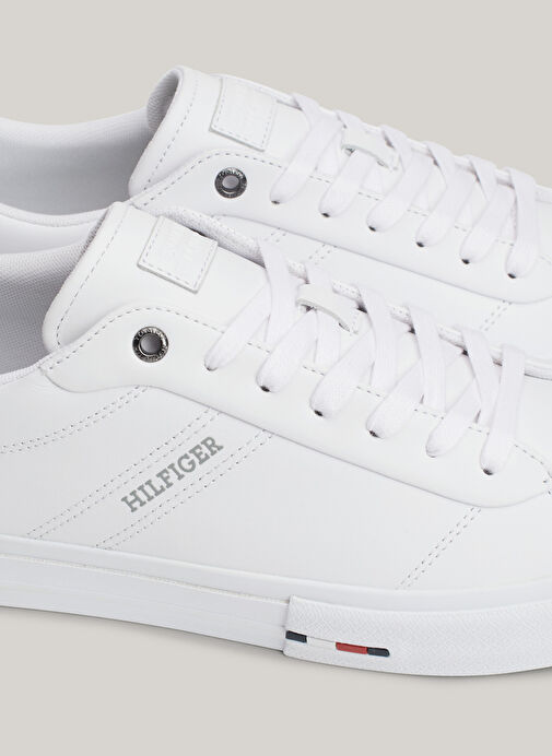 Tommy Hilfiger Beyaz Erkek Deri Sneaker TH HI VULC STREET RWB LTH LOW - Görsel 6