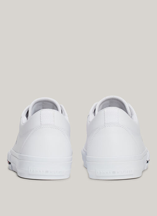Tommy Hilfiger Beyaz Erkek Deri Sneaker TH HI VULC STREET RWB LTH LOW - Görsel 8