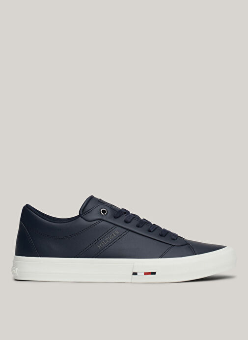 Tommy Hilfiger Lacivert Erkek Deri Sneaker TH HI VULC STREET RWB LTH LOW - Görsel 2