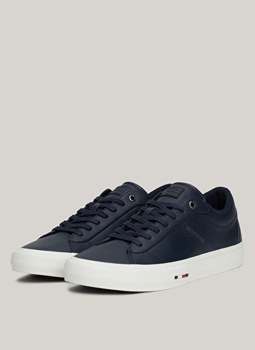 Tommy Hilfiger Lacivert Erkek Deri Sneaker TH HI VULC STREET RWB LTH LOW - Görsel 3