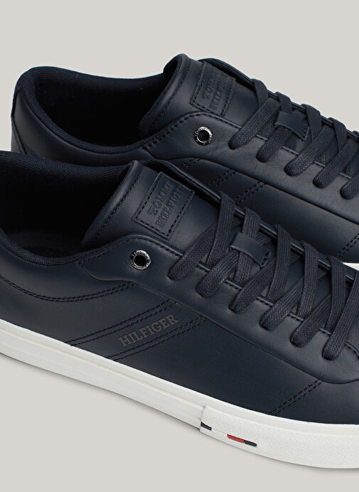 Tommy Hilfiger Lacivert Erkek Deri Sneaker TH HI VULC STREET RWB LTH LOW - Görsel 6