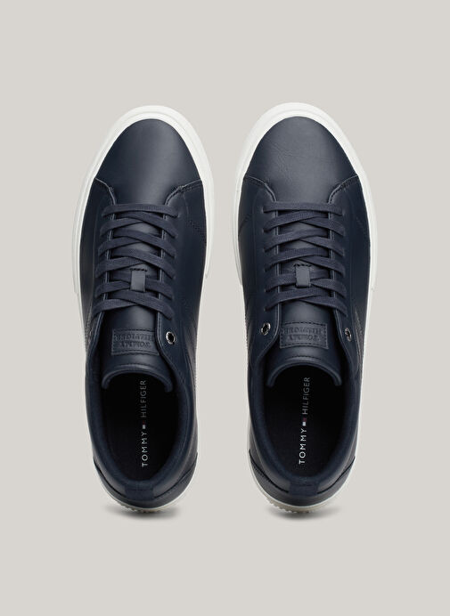 Tommy Hilfiger Lacivert Erkek Deri Sneaker TH HI VULC STREET RWB LTH LOW - Görsel 4