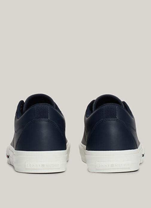Tommy Hilfiger Lacivert Erkek Deri Sneaker TH HI VULC STREET RWB LTH LOW - Görsel 7