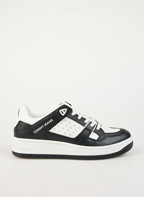 Tommy Hilfiger Beyaz-Siyah Erkek deri Sneaker TJM BASKET RETRO CUPSOLE WL - Görsel 2