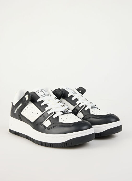 Tommy Hilfiger Beyaz-Siyah Erkek deri Sneaker TJM BASKET RETRO CUPSOLE WL - Görsel 3