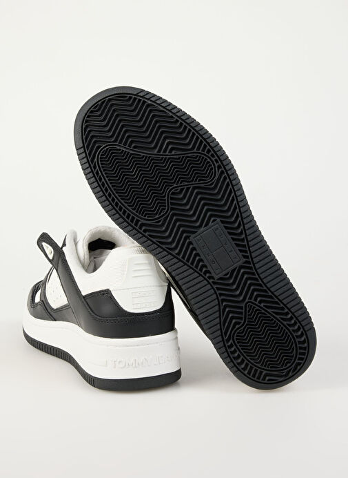 Tommy Hilfiger Beyaz-Siyah Erkek deri Sneaker TJM BASKET RETRO CUPSOLE WL - Görsel 5