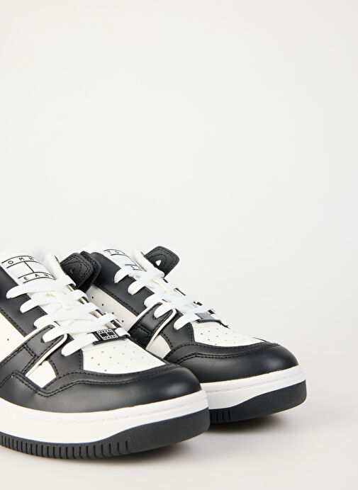 Tommy Hilfiger Beyaz-Siyah Erkek deri Sneaker TJM BASKET RETRO CUPSOLE WL - Görsel 6