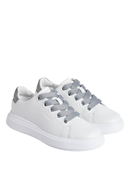 Calvin Klein Beyaz-Gri Kadın Deri Sneaker HW0HW0221701S - Görsel 3