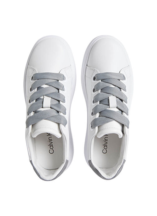 Calvin Klein Beyaz-Gri Kadın Deri Sneaker HW0HW0221701S - Görsel 4