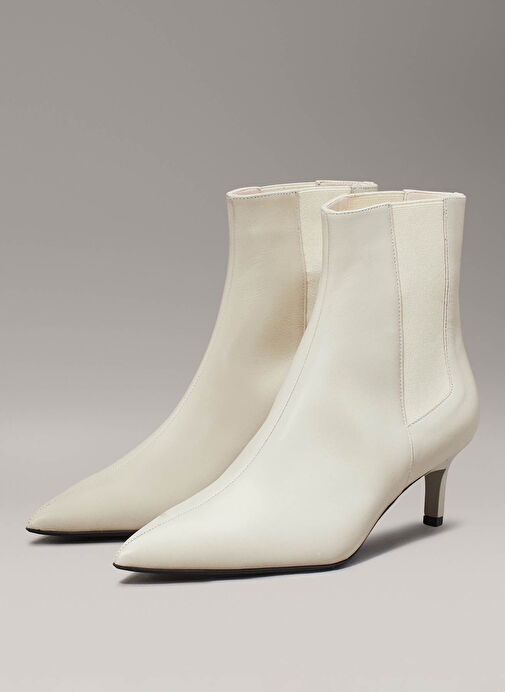 Calvin Klein Açık Bej Kadın Deri Topuklu Bot HW0HW02230ACE - Görsel 4