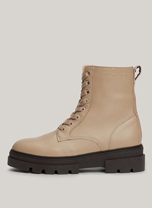 Tommy Hilfiger Bej Kadın Deri Bot FW0FW08160AEG - Görsel 3