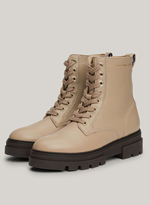 Tommy Hilfiger Bej Kadın Deri Bot FW0FW08160AEG - Görsel 4