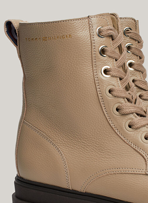 Tommy Hilfiger Bej Kadın Deri Bot FW0FW08160AEG - Görsel 7