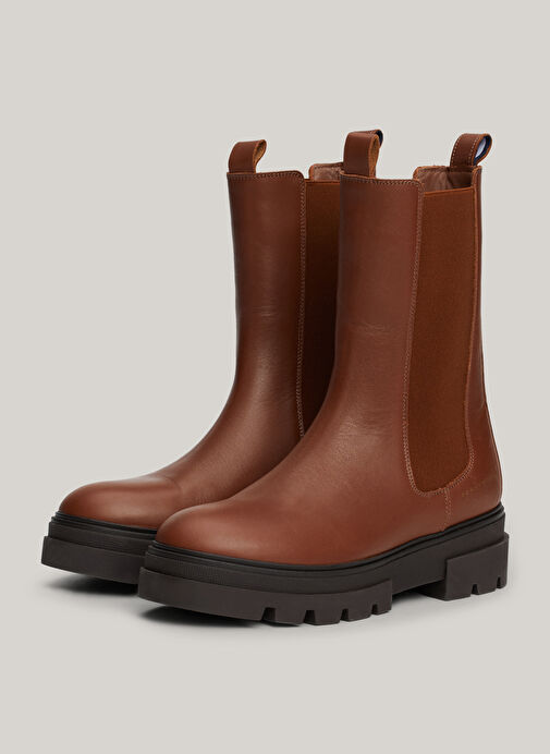 Tommy Hilfiger Kahverengi Kadın Deri Bot FW0FW06730GPK - Görsel 4