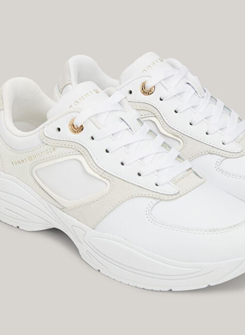 Tommy Hilfiger Beyaz - Krem Kadın Deri Sneaker FW0FW07996YBS - Görsel 4