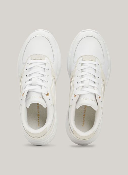 Tommy Hilfiger Beyaz - Krem Kadın Deri Sneaker FW0FW07996YBS - Görsel 5
