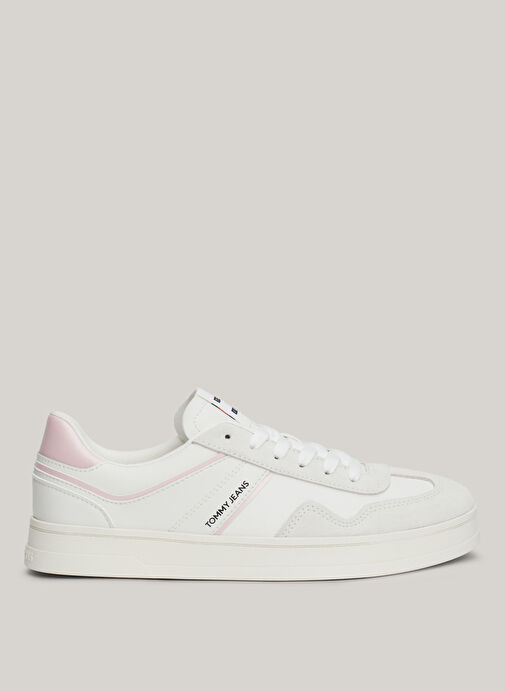 Tommy Hilfiger Beyaz-Pembe Kadın Deri Sneaker EN0EN02612TH2 - Görsel 2