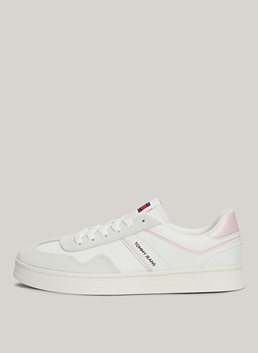 Tommy Hilfiger Beyaz-Pembe Kadın Deri Sneaker EN0EN02612TH2 - Görsel 3