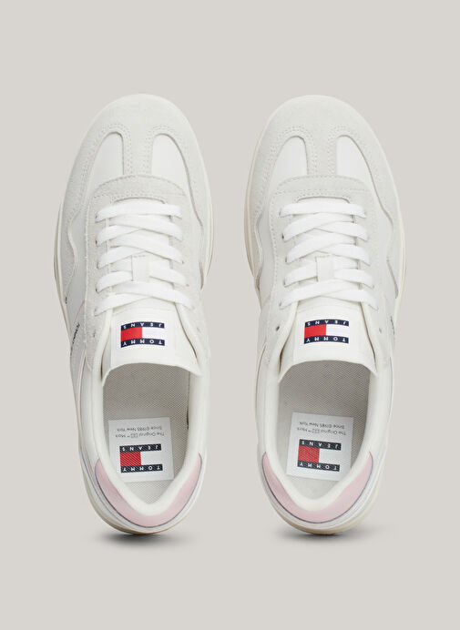 Tommy Hilfiger Beyaz-Pembe Kadın Deri Sneaker EN0EN02612TH2 - Görsel 6
