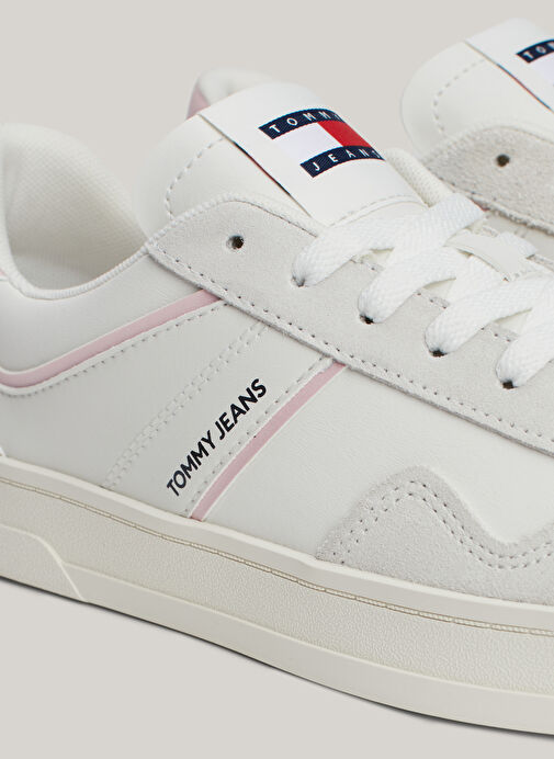 Tommy Hilfiger Beyaz-Pembe Kadın Deri Sneaker EN0EN02612TH2 - Görsel 7