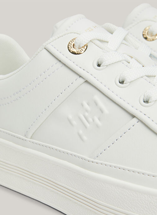 Tommy Hilfiger Beyaz Kadın Deri Sneaker FW0FW07945YBL - Görsel 5
