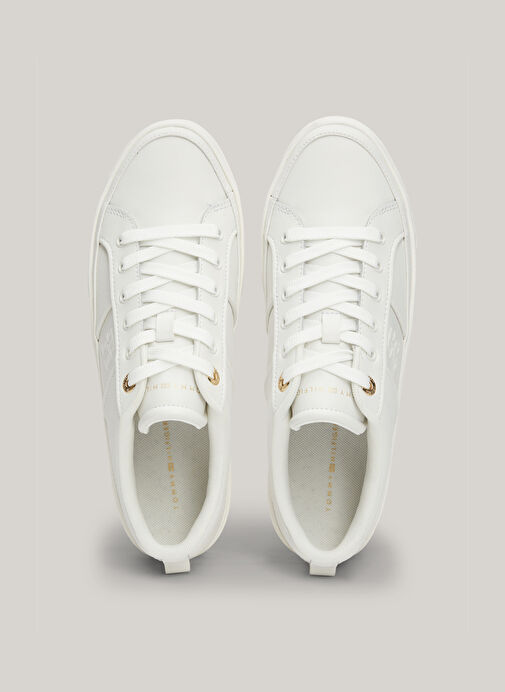 Tommy Hilfiger Beyaz Kadın Deri Sneaker FW0FW07945YBL - Görsel 6