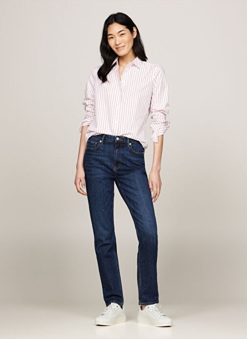 Tommy Hilfiger Beyaz Kadın Deri Sneaker FW0FW07945YBL - Görsel 9