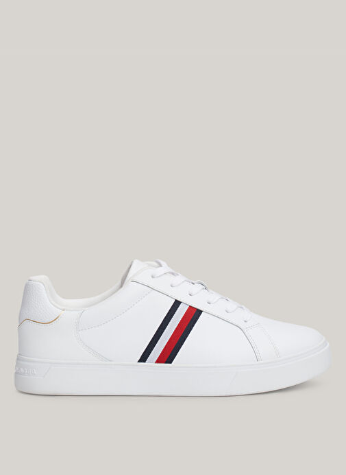 Tommy Hilfiger Beyaz-Kırmızı-Mavi Kadın Deri Sneaker FW0FW08001YBS - Görsel 2