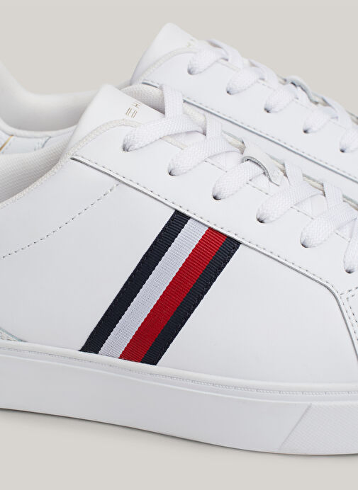 Tommy Hilfiger Beyaz-Kırmızı-Mavi Kadın Deri Sneaker FW0FW08001YBS - Görsel 5