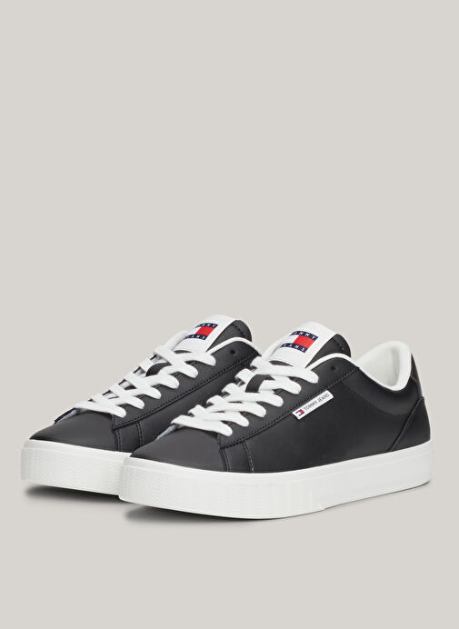 Tommy Hilfiger Siyah Kadın Deri Sneaker EN0EN02686BDS - Görsel 4