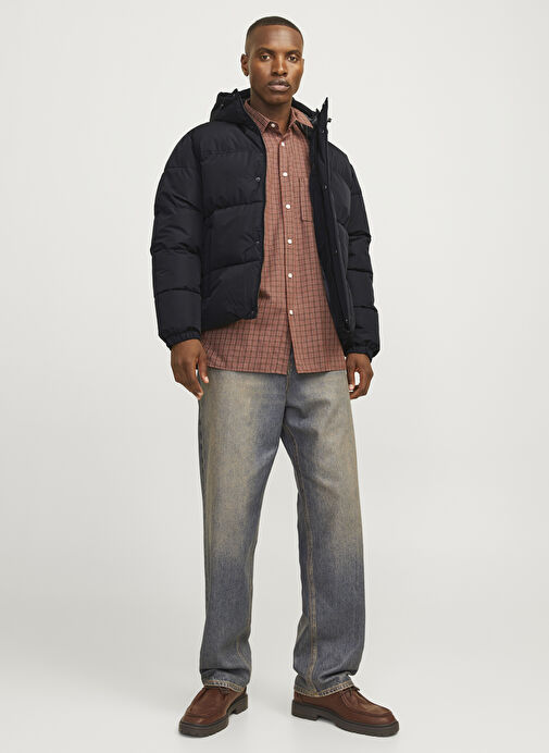 Jjebradley Puffer Hood Sn Kapüşon Regular Fit Siyah Erkek Mont