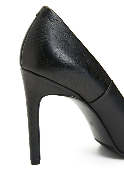 George Hogg Siyah Kadın Deri Topuklu Ayakkabı DVIS2 - Görsel 7