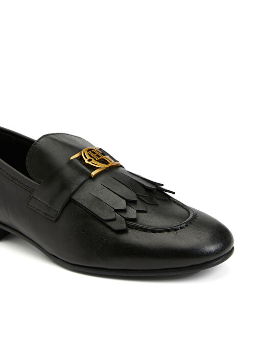 George Hogg Siyah Kadın Deri Loafer 24FW386-5FW - Görsel 7