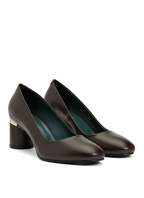 George Hogg Koyu Kahverengi Kadın Deri Topuklu Ayakkabı 3504-5FW - Görsel 3